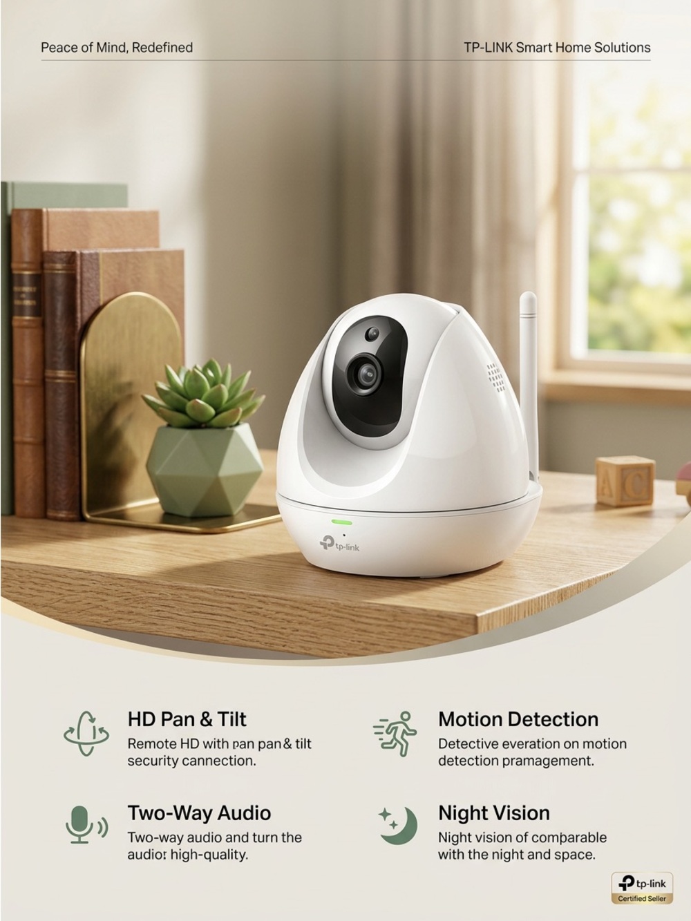 TP-Link HD Pan/Tilt Wi-Fi Security/Pet Camera, 2-Way Audio, Nightvision White
